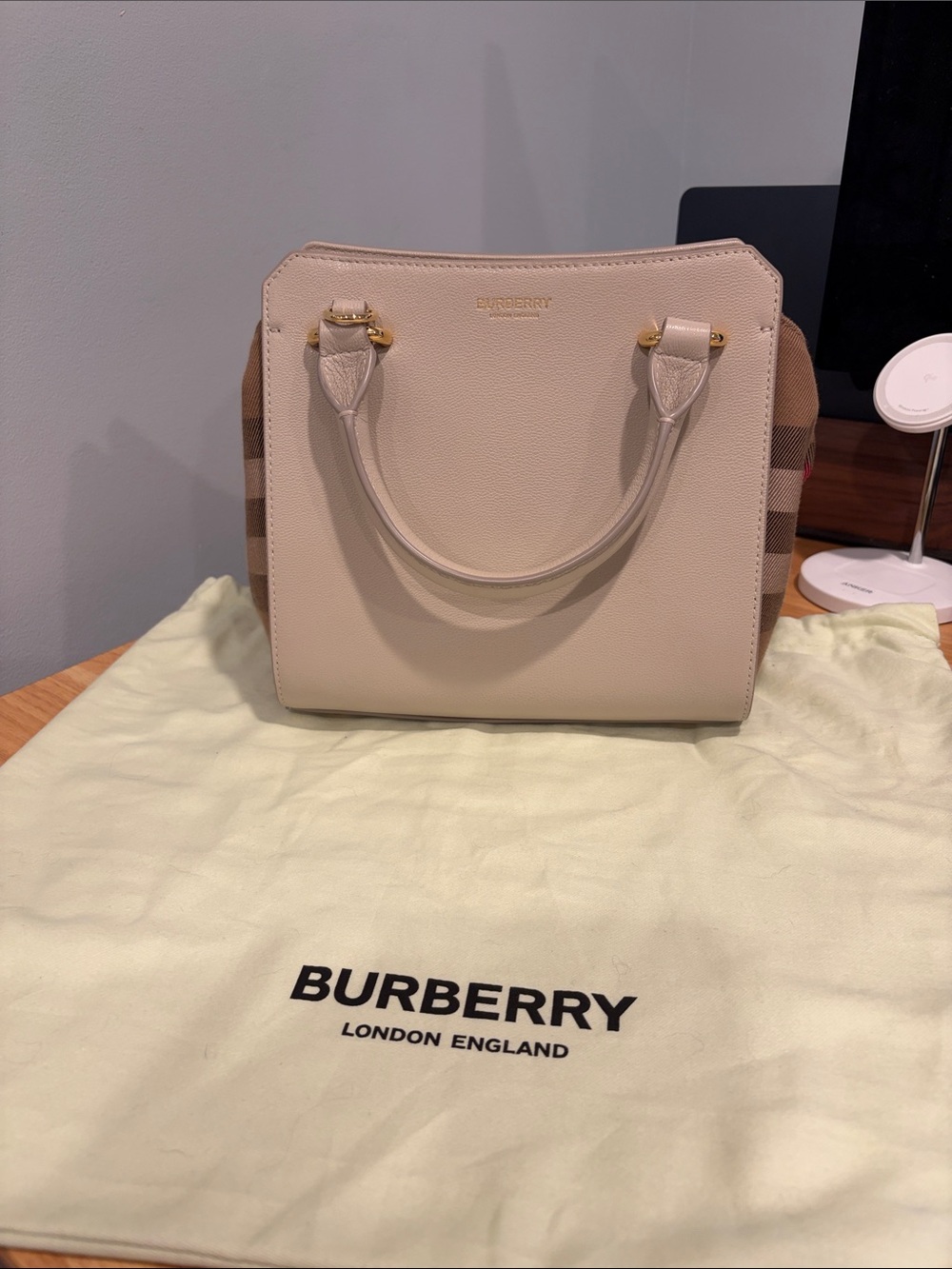 Burberry Banwell Mini Tote Bag - Limestone